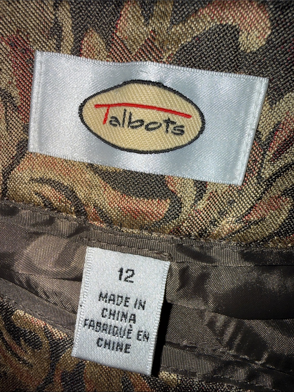 Vintage Talbots Silk Wool Pants Brown Gold Damask
Jacquard Brocade Trousers 12 - Picture 2 of 9